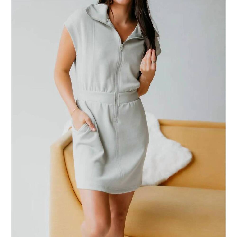 NEW RAE MODE effortlessly elevated half zip mini dress in sage